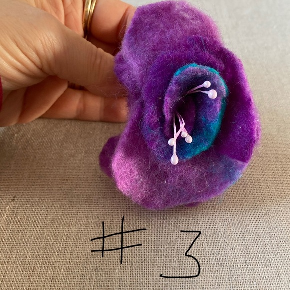 🐑 Hand Felted Floral Metal Barrettes Variety of Blooms to Choose Made From… - Picture 9 of 15
